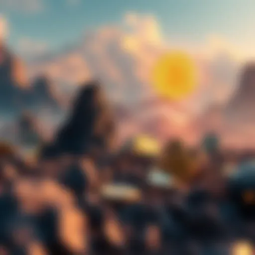 Futuristic Altcoin Landscape A digital representation of various altcoins in a futuristic environment