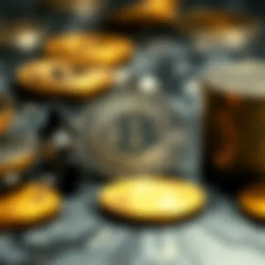 Close-up of blockchain technology elements