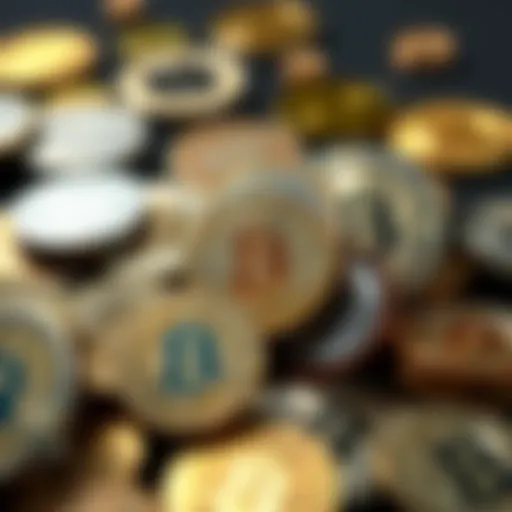 Diverse Cryptocurrency Coins An abstract representation of various cryptocurrency coins
