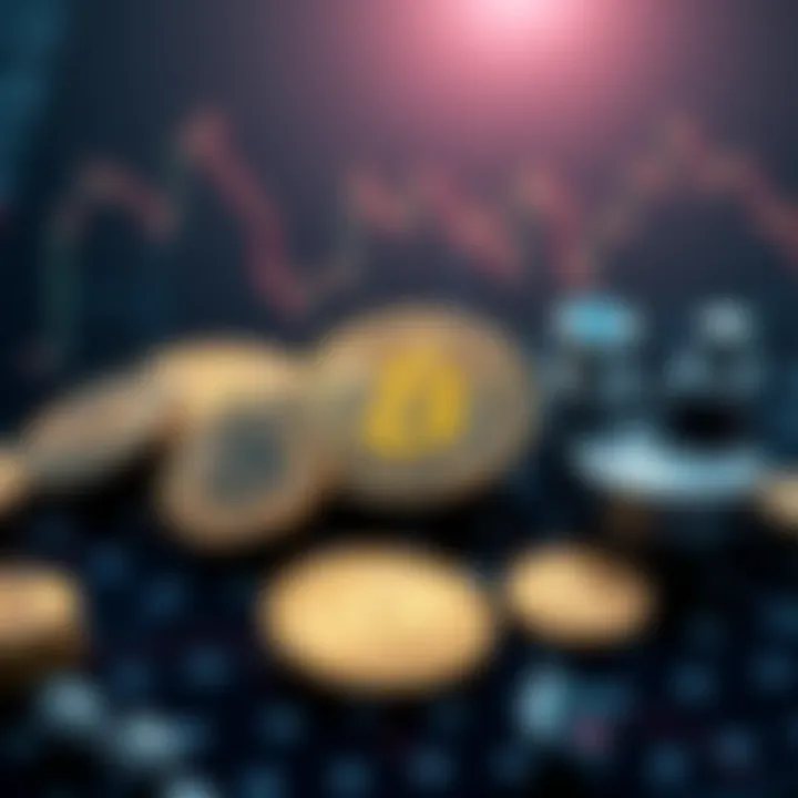 Illustration of diverse cryptocurrency assets available on Webull