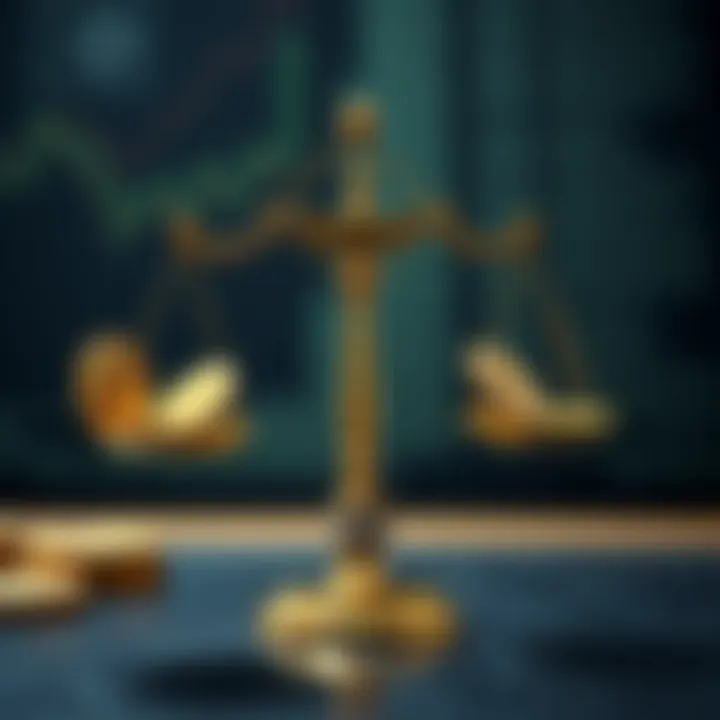 A balanced scale depicting the risks and rewards of high-interest cryptocurrencies