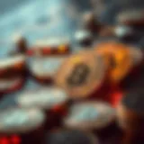 An intricate illustration of cryptocurrency tokens with high interest rates highlighted