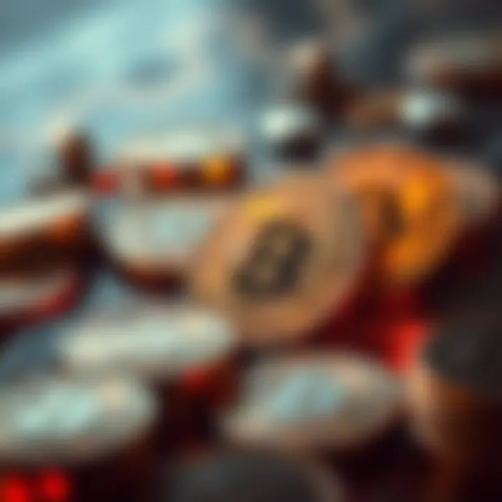 An intricate illustration of cryptocurrency tokens with high interest rates highlighted