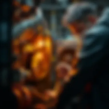 An expert inspecting the components of a second-hand mining rig.