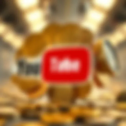 YouTube and Cryptocurrency Synergy A digital representation of cryptocurrency symbols intertwined with YouTube's logo