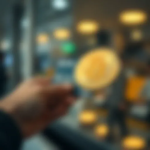 A visual representation of Bitcoin being purchased with a debit card