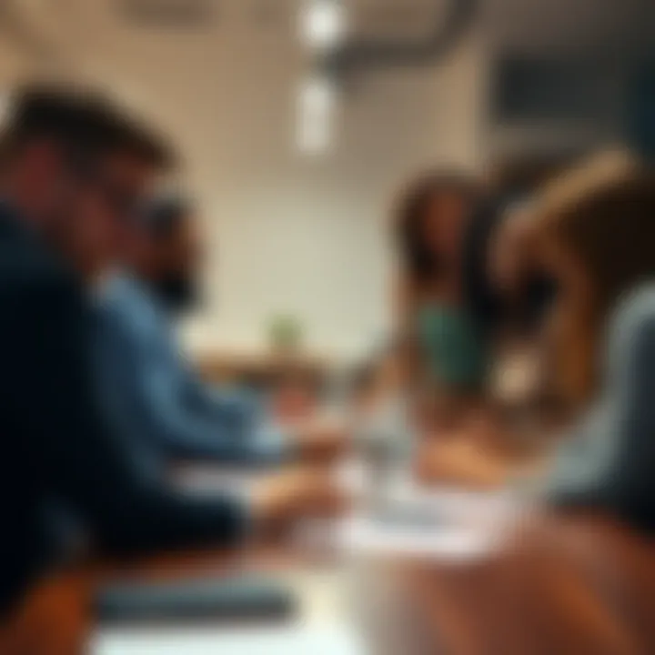 A collaborative workspace with diverse individuals brainstorming innovative donation solutions