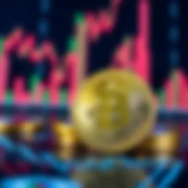 Cryptocurrency coins on a digital background