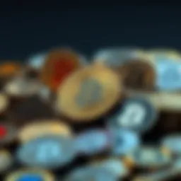 Visual representation of diverse cryptocurrency tokens