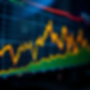 Chart showing trends in cryptocurrency prices