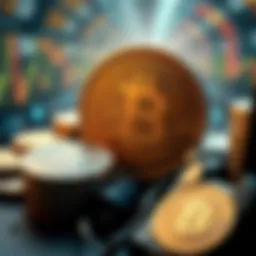 Conceptual representation of leverage trading in cryptocurrency