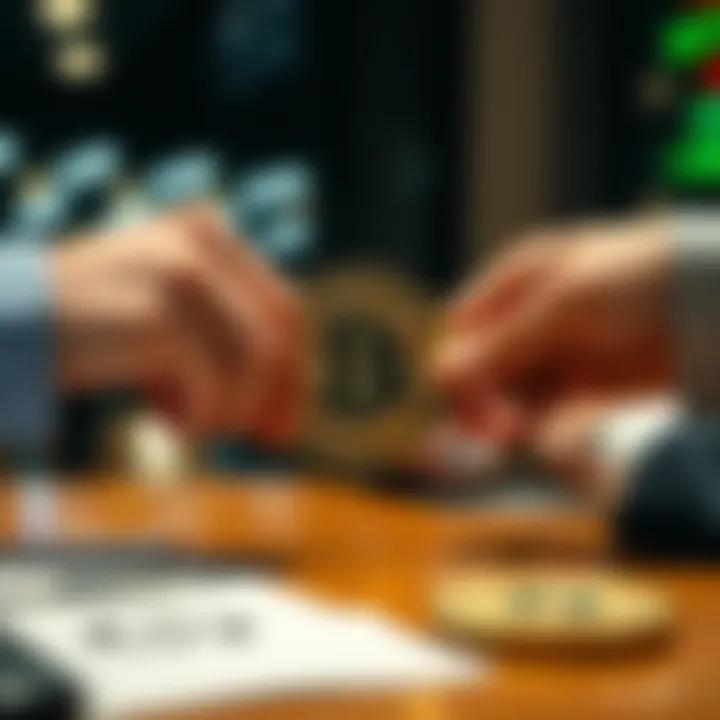 Visual representation of a peer-to-peer cryptocurrency transaction between users.