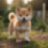 A Shiba Inu puppy playing outdoors